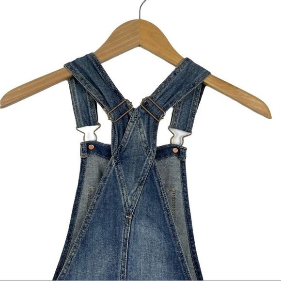 American Eagle Tomgirl Distressed Blue Denim Jeans Overall Size XS Relaxed Fit - Picture 13 of 16